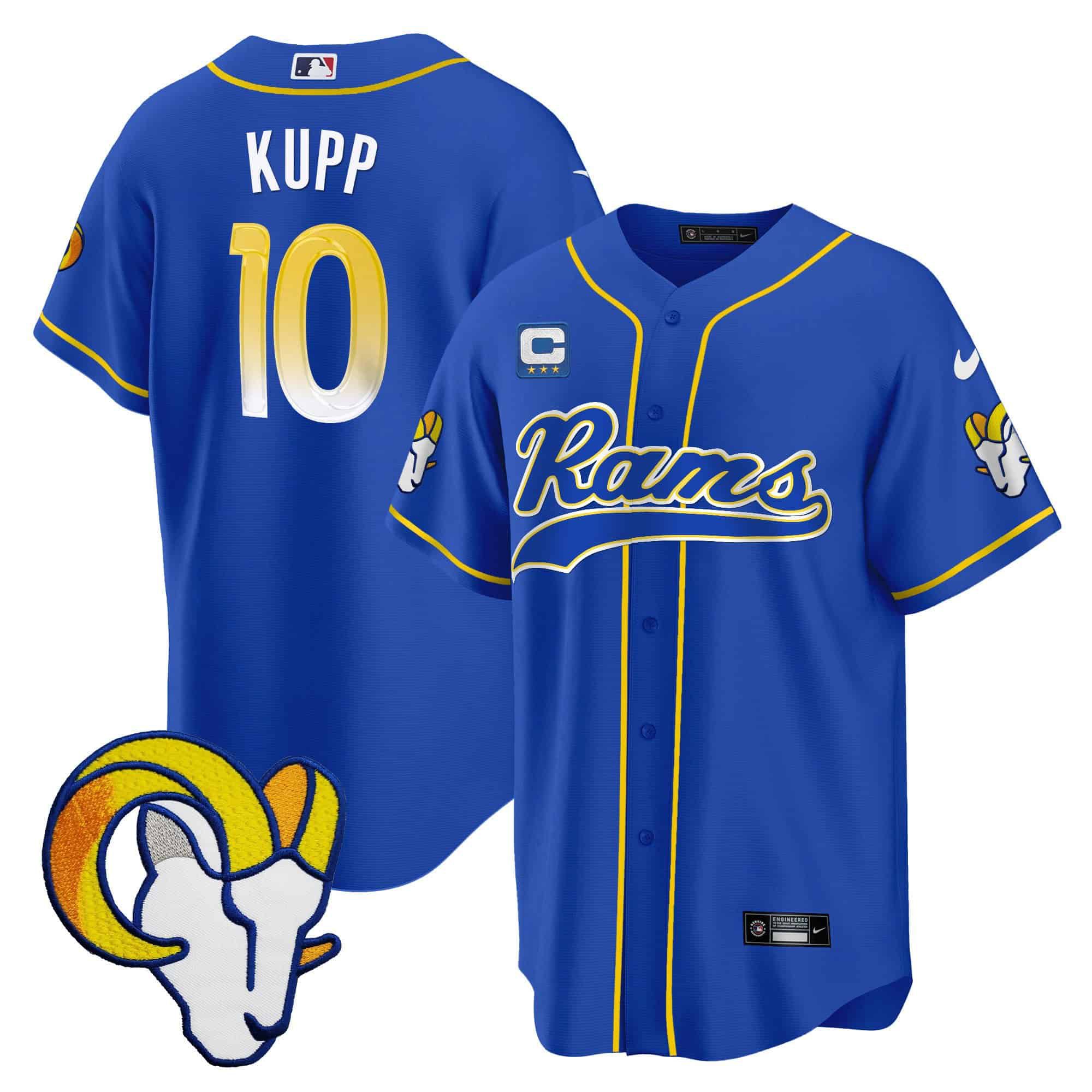 Men Los Angeles Rams 10 Kupp Blue 2024 Nike Baseball NFL Jersey style 1